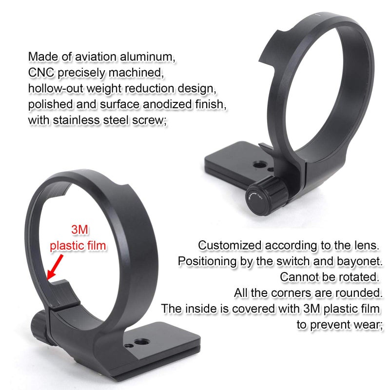 iShoot CNC Tripod Mount Ring for Sigma 135mm f/1.8 DG HSM Art Lens, Aviation Aluminum Lens Tripod Collar Support Bracket Holder with Quick Release Plate Compatible with Arca-Swiss fit Tripod Ball Head - Image 3